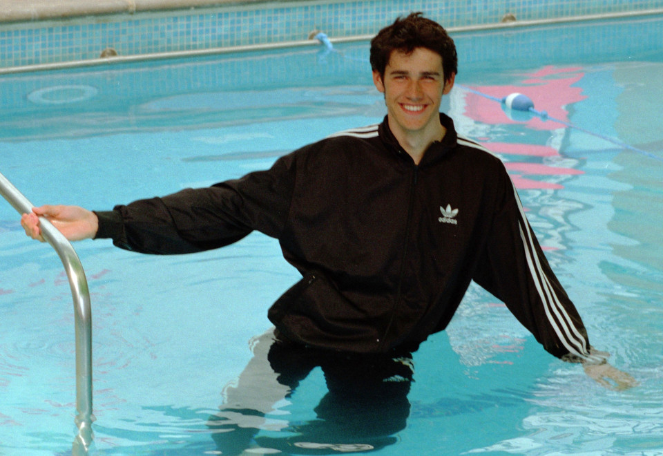 pool swimming in tracksuit