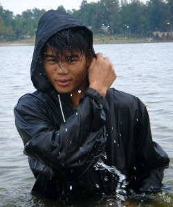 swimming in saunasuit