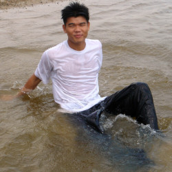 swimming in beach pants