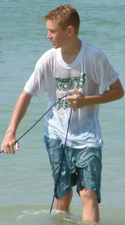 Swimming in a sweatshirt
