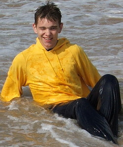swim in hoodie yellow tracksuit black beach surf
