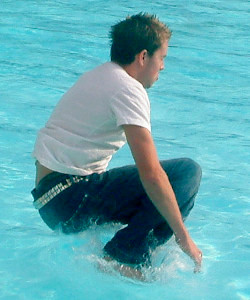 cotton pool shirt white swim in jeans