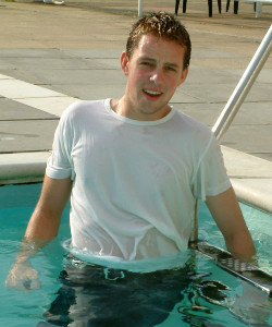 cotton pool shirt white swim in jeans