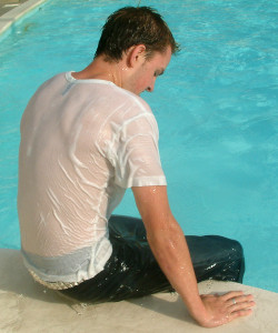 cotton pool shirt white swim in jeans