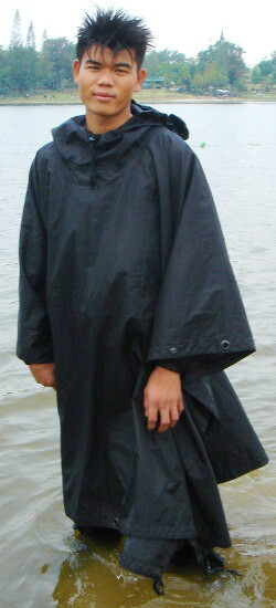 wet poncho with open sides