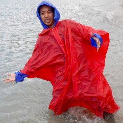 poncho hiking cape walk swim in lake