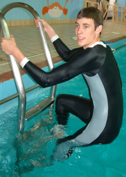 pool swimsuit black ladder