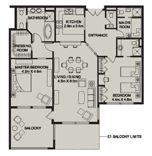 Fairmont Palm Residence E-type Floor Plan